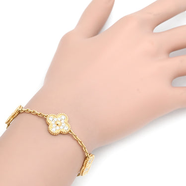 ヴァンクリーフアーペル Van Cleef & Arpels ヴィンテージアルハンブラ 5モチーフ VCARA41400 イエローゴールド K18YG ダイヤモンド ブレスレット K18 18K ダイヤモンド