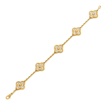 ヴァンクリーフアーペル Van Cleef & Arpels ヴィンテージアルハンブラ 5モチーフ VCARA41400 イエローゴールド K18YG ダイヤモンド ブレスレット K18 18K ダイヤモンド