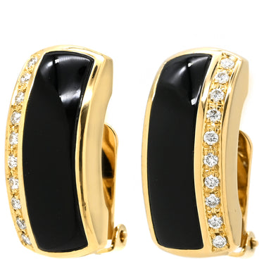 タサキ TASAKI オニキス ダイヤ ブラック×イエローゴールド K18YG オニキス ダイヤモンド イヤリング 黒 クリップ 18K 750 YG
