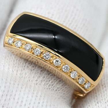 タサキ TASAKI オニキス ダイヤ ブラック×イエローゴールド K18YG オニキス ダイヤモンド イヤリング 黒 クリップ 18K 750 YG