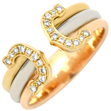 カルティエ Cartier 2Cリング トリニティ ダイヤ イエローゴールド×ピンクゴールド×ホワイトゴールド K18PG K18YG K18WG #50(JP10) リング 指輪 ドゥーブルC 3カラー 750 18K 11号