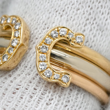 カルティエ Cartier 2Cリング トリニティ ダイヤ イエローゴールド×ピンクゴールド×ホワイトゴールド K18PG K18YG K18WG #50(JP10) リング 指輪 ドゥーブルC 3カラー 750 18K 11号