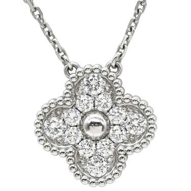 ヴァンクリーフアーペル Van Cleef & Arpels ヴィンテージアルハンブラ ペンダント VCARA46100 ホワイトゴールド K18WG ダイヤモンド ネックレス Au750 K18 12Pダイヤ