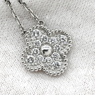 ヴァンクリーフアーペル Van Cleef & Arpels ヴィンテージアルハンブラ ペンダント VCARA46100 ホワイトゴールド K18WG ダイヤモンド ネックレス Au750 K18 12Pダイヤ