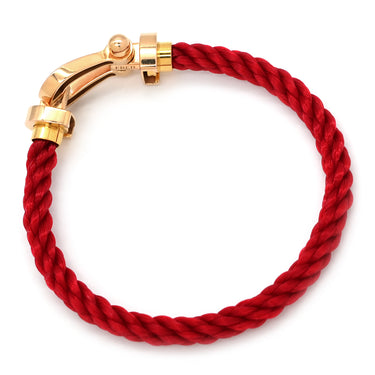 フレッド FRED フォース10 ラージモデル レッド×ピンクゴールド K18PG ステンレスケーブル メタル(コードエンド) #14 ブレスレット Au750 18K PG