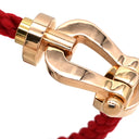 フレッド FRED フォース10 ラージモデル レッド×ピンクゴールド K18PG ステンレスケーブル メタル(コードエンド) #14 ブレスレット Au750 18K PG