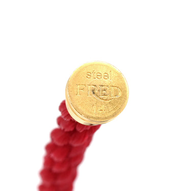 フレッド FRED フォース10 ラージモデル レッド×ピンクゴールド K18PG ステンレスケーブル メタル(コードエンド) #14 ブレスレット Au750 18K PG