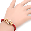 フレッド FRED フォース10 ラージモデル レッド×ピンクゴールド K18PG ステンレスケーブル メタル(コードエンド) #14 ブレスレット Au750 18K PG