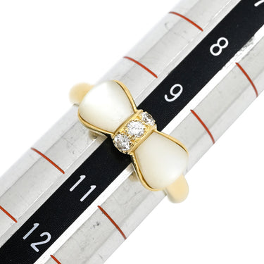 ヴァンクリーフアーペル Van Cleef & Arpels ヌーパピヨン ホワイトXイエローゴールド K18YG ダイヤモンド ホワイトシェル リング 指輪 ダイヤ ホワイトシェル 蝶 10号
