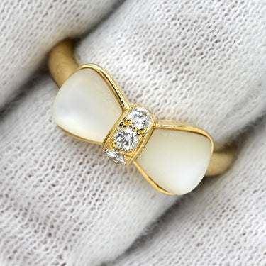 ヴァンクリーフアーペル Van Cleef & Arpels ヌーパピヨン ホワイトXイエローゴールド K18YG ダイヤモンド ホワイトシェル リング 指輪 ダイヤ ホワイトシェル 蝶 10号