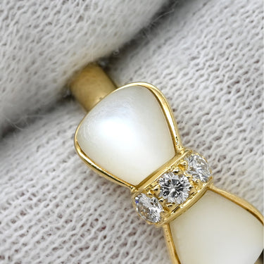 ヴァンクリーフアーペル Van Cleef & Arpels ヌーパピヨン ホワイトXイエローゴールド K18YG ダイヤモンド ホワイトシェル リング 指輪 ダイヤ ホワイトシェル 蝶 10号