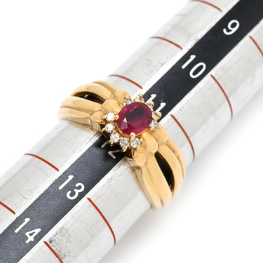 セイコー SEIKO ルビー ダイヤ デザインリング レッド×イエローゴールド K18YG ルビー ダイヤモンド リング 指輪 Au750 18K 18金 ホールマーク オーバルミックスカット 11.5号