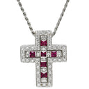 ダミアーニ DAMIANI ベルエポック レッド×ホワイトゴールド K18WG ダイヤモンド ルビー ネックレス ペンダント 750 18金 クロス 十字架 ダイヤ ルビー