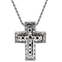 ダミアーニ DAMIANI ベルエポック レッド×ホワイトゴールド K18WG ダイヤモンド ルビー ネックレス ペンダント 750 18金 クロス 十字架 ダイヤ ルビー