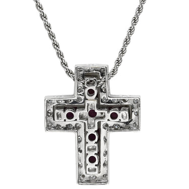 ダミアーニ DAMIANI ベルエポック レッド×ホワイトゴールド K18WG ダイヤモンド ルビー ネックレス ペンダント 750 18金 クロス 十字架 ダイヤ ルビー