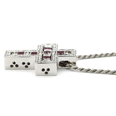 ダミアーニ DAMIANI ベルエポック レッド×ホワイトゴールド K18WG ダイヤモンド ルビー ネックレス ペンダント 750 18金 クロス 十字架 ダイヤ ルビー
