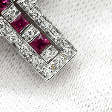 ダミアーニ DAMIANI ベルエポック レッド×ホワイトゴールド K18WG ダイヤモンド ルビー ネックレス ペンダント 750 18金 クロス 十字架 ダイヤ ルビー