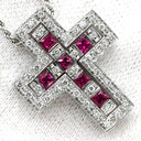ダミアーニ DAMIANI ベルエポック レッド×ホワイトゴールド K18WG ダイヤモンド ルビー ネックレス ペンダント 750 18金 クロス 十字架 ダイヤ ルビー