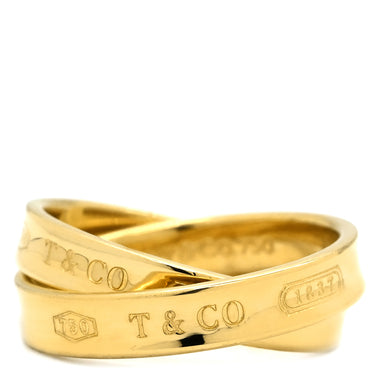 ティファニー Tiffany & Co 1837 インターロッキング サークル イエローゴールド K18YG リング 指輪 T＆Co. 750 750YG Wリング 8号