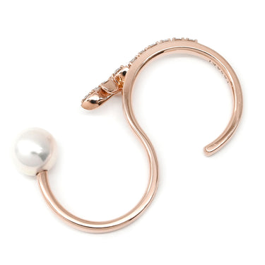 タサキ TASAKI クーゲルリング ピンクゴールド K18PG パール ダイヤモンド リング 指輪 TASAKI サクラゴールド 750 18K PG あこやパール ダイヤ ダブルフィンガー 12号