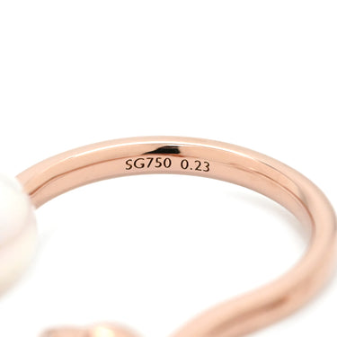 タサキ TASAKI クーゲルリング ピンクゴールド K18PG パール ダイヤモンド リング 指輪 TASAKI サクラゴールド 750 18K PG あこやパール ダイヤ ダブルフィンガー 12号