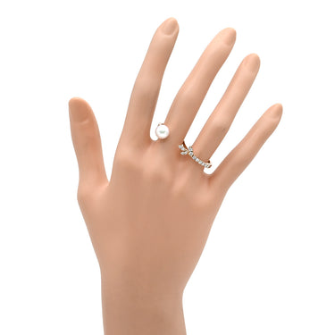 タサキ TASAKI クーゲルリング ピンクゴールド K18PG パール ダイヤモンド リング 指輪 TASAKI サクラゴールド 750 18K PG あこやパール ダイヤ ダブルフィンガー 12号
