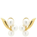 ミキモト MIKIMOTO 3P パール フラワーモチーフ ホワイト×イエローゴールド K18YG パール イヤリング 花 Au750 18K 18金 シェル ネジ式