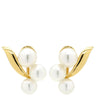 ミキモト MIKIMOTO 3P パール フラワーモチーフ ホワイト×イエローゴールド K18YG パール イヤリング 花 Au750 18K 18金 シェル ネジ式