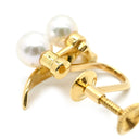 ミキモト MIKIMOTO 3P パール フラワーモチーフ ホワイト×イエローゴールド K18YG パール イヤリング 花 Au750 18K 18金 シェル ネジ式