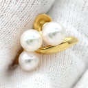 ミキモト MIKIMOTO 3P パール フラワーモチーフ ホワイト×イエローゴールド K18YG パール イヤリング 花 Au750 18K 18金 シェル ネジ式