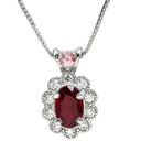 ノンブランド NON BRAND ルビー 0.49ct サファイア 0.06ct ダイヤモンド ペンダント レッド×ピンク×プラチナシルバー Pt900 ルビー ピンクサファイア ダイヤモンド PT850(チェーン) ネックレス 赤 ピンク 1石 1粒 オーバルミックスカット プラチナ