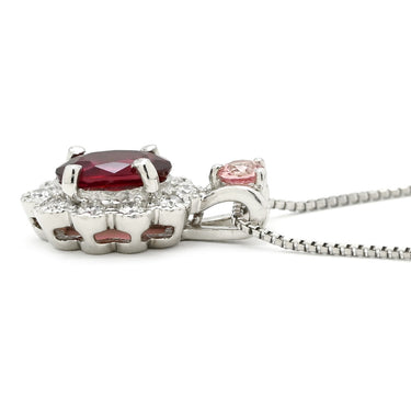 ノンブランド NON BRAND ルビー 0.49ct サファイア 0.06ct ダイヤモンド ペンダント レッド×ピンク×プラチナシルバー Pt900 ルビー ピンクサファイア ダイヤモンド PT850(チェーン) ネックレス 赤 ピンク 1石 1粒 オーバルミックスカット プラチナ