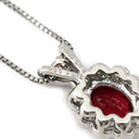 ノンブランド NON BRAND ルビー 0.49ct サファイア 0.06ct ダイヤモンド ペンダント レッド×ピンク×プラチナシルバー Pt900 ルビー ピンクサファイア ダイヤモンド PT850(チェーン) ネックレス 赤 ピンク 1石 1粒 オーバルミックスカット プラチナ