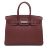エルメス HERMES バーキン35 ルージュアッシュ フィヨルド ハンドバッグ シルバー金具 赤茶 ボルドー