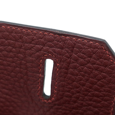 エルメス HERMES バーキン35 ルージュアッシュ フィヨルド ハンドバッグ シルバー金具 赤茶 ボルドー