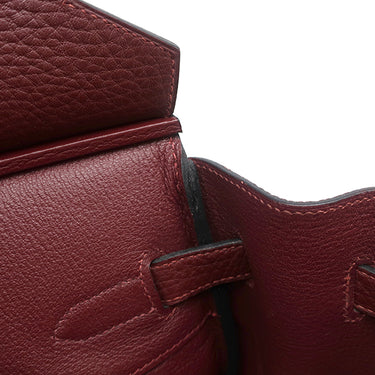 エルメス HERMES バーキン35 ルージュアッシュ フィヨルド ハンドバッグ シルバー金具 赤茶 ボルドー