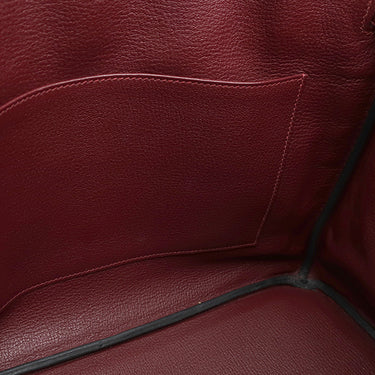 エルメス HERMES バーキン35 ルージュアッシュ フィヨルド ハンドバッグ シルバー金具 赤茶 ボルドー