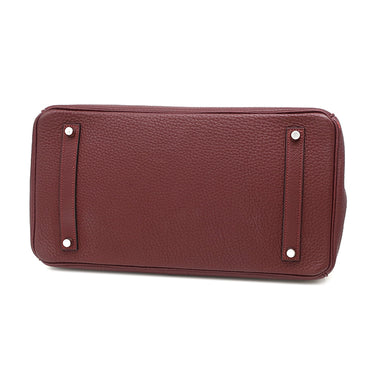 エルメス HERMES バーキン35 ルージュアッシュ フィヨルド ハンドバッグ シルバー金具 赤茶 ボルドー