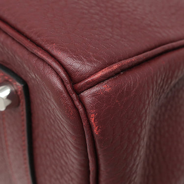 エルメス HERMES バーキン35 ルージュアッシュ フィヨルド ハンドバッグ シルバー金具 赤茶 ボルドー