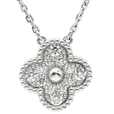 ヴァンクリーフアーペル Van Cleef & Arpels ヴィンテージアルハンブラ ペンダント VCARA46100 ホワイトゴールド K18WG ダイヤモンド ネックレス Au750 K18 12Pダイヤ