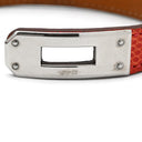 エルメス HERMES ケリードゥブルトゥール レッド×シルバー リザード メタル 14037 ブレスレット 赤 2連 2重 レザーブレス