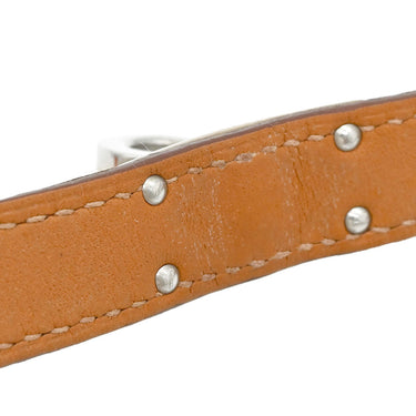 エルメス HERMES ケリードゥブルトゥール レッド×シルバー リザード メタル 14037 ブレスレット 赤 2連 2重 レザーブレス