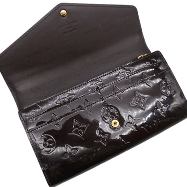 ルイヴィトン LOUIS VUITTON ポルトフォイユ サラ M90152 アラマント モノグラムヴェルニ 長財布 ゴールド金具 二つ折り 赤紫
