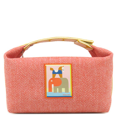 エルメス HERMES ブリッド ア ブラック アニモー ブロック テュイル トワルシェブロン ポーチ シルバー金具 バニティ ゾウ ウマ