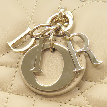 クリスチャン・ディオール Christian Dior ブックトート バッグ ミニ ベージュ カーフ ショルダーバッグ シャンパンゴールド金具 マイクロカナージュ チャーム