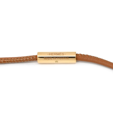 エルメス HERMES シェーヌダンクル スタッズ ブラウン×ローズゴールド ヴォースイフト GP ネックレス PG金具 ラージモチーフ レザー 茶