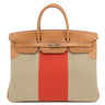 エルメス HERMES バーキン40 フラッグ フィセル×パプリカ×フォーブ ヴォーバレニア トワルアッシュ ハンドバッグ シャンパンゴールド金具 ベージュ×オレンジ