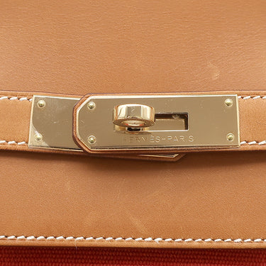 エルメス HERMES バーキン40 フラッグ フィセル×パプリカ×フォーブ ヴォーバレニア トワルアッシュ ハンドバッグ シャンパンゴールド金具 ベージュ×オレンジ