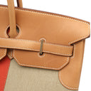 エルメス HERMES バーキン40 フラッグ フィセル×パプリカ×フォーブ ヴォーバレニア トワルアッシュ ハンドバッグ シャンパンゴールド金具 ベージュ×オレンジ