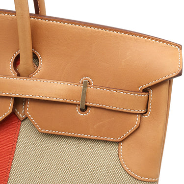 エルメス HERMES バーキン40 フラッグ フィセル×パプリカ×フォーブ ヴォーバレニア トワルアッシュ ハンドバッグ シャンパンゴールド金具 ベージュ×オレンジ